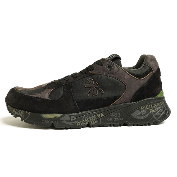 PREMIATA プレミアータ スニーカー メンズ スエード ナイロン メッシュ 厚底 レースアップ ローカット MASE 6888/ブラック｜ PREMIATA｜菅原靴店