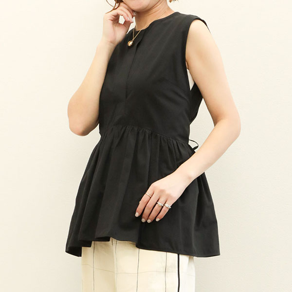PROTAGONISTA プロタゴニスタ ノースリーブ ギャザーブラウス PNT-BL-10A BLACK imgrc0124099483.jpg