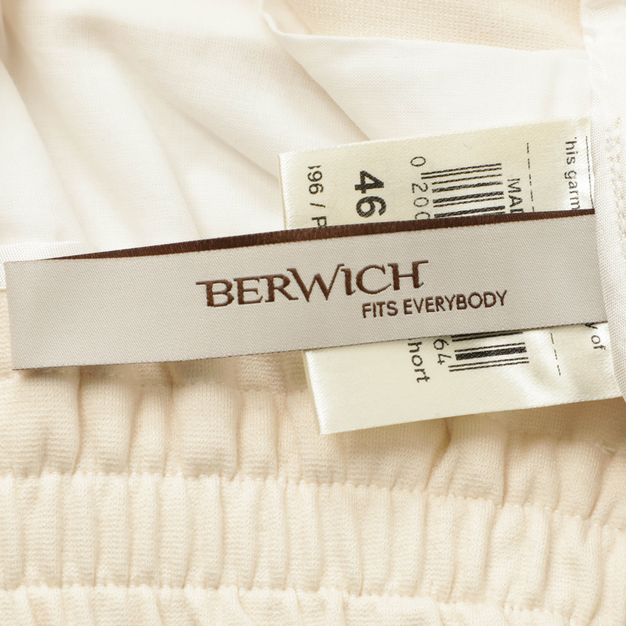 ベルウィッチ ベルト【菅原靴店】ジャージーショートパンツ　アイボリー　46 BERWICH ベルウィッチ ショートパンツ ウエストゴム サイド