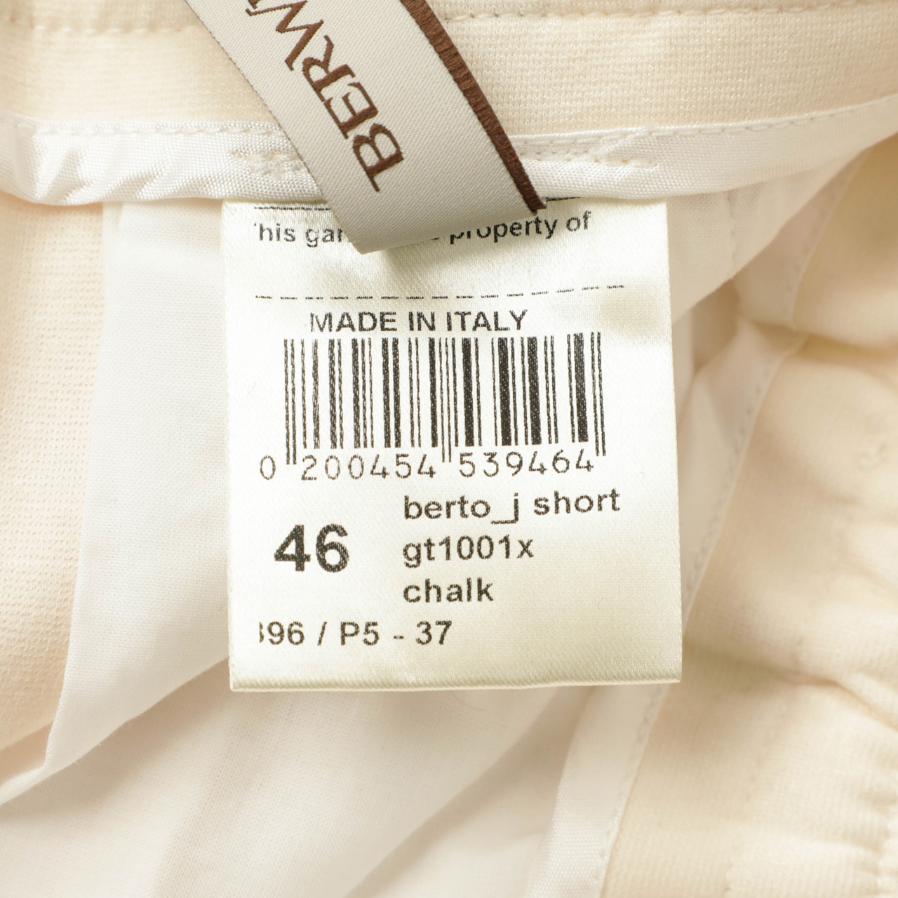 ベルウィッチ ベルト【菅原靴店】ジャージーショートパンツ　アイボリー　46 ベルウィッチ ベルト【菅原靴店】ジャージーショートパンツ アイボリー 46