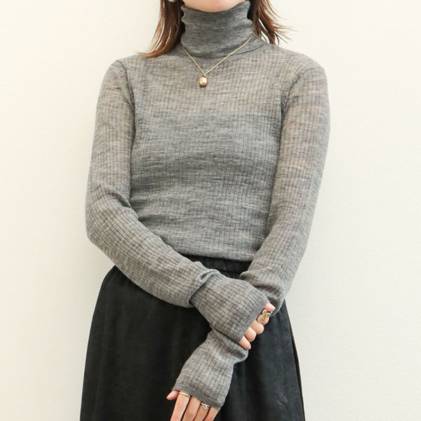 MICA&DEAL マイカアンドディール レディース プルオーバー ニット シアー リブ タートルネック ポリエステル アルパカ sheer rib  turtleneck pullover 0124408252 GRAY/グレー｜MICA&DEAL｜菅原靴店