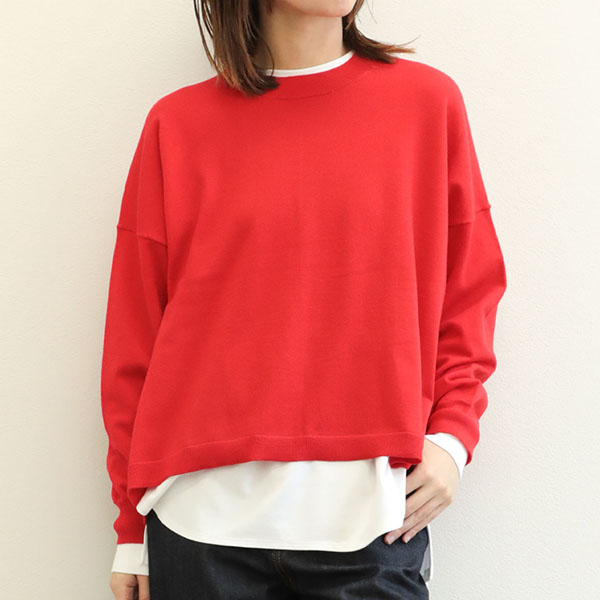 MICA&DEAL マイカアンドディール レディース プルオーバー ニット ハイゲージ クルーネック ウール ナイロン 0124408265 wide knit  pullover RED/レッド｜MICA&DEAL｜菅原靴店