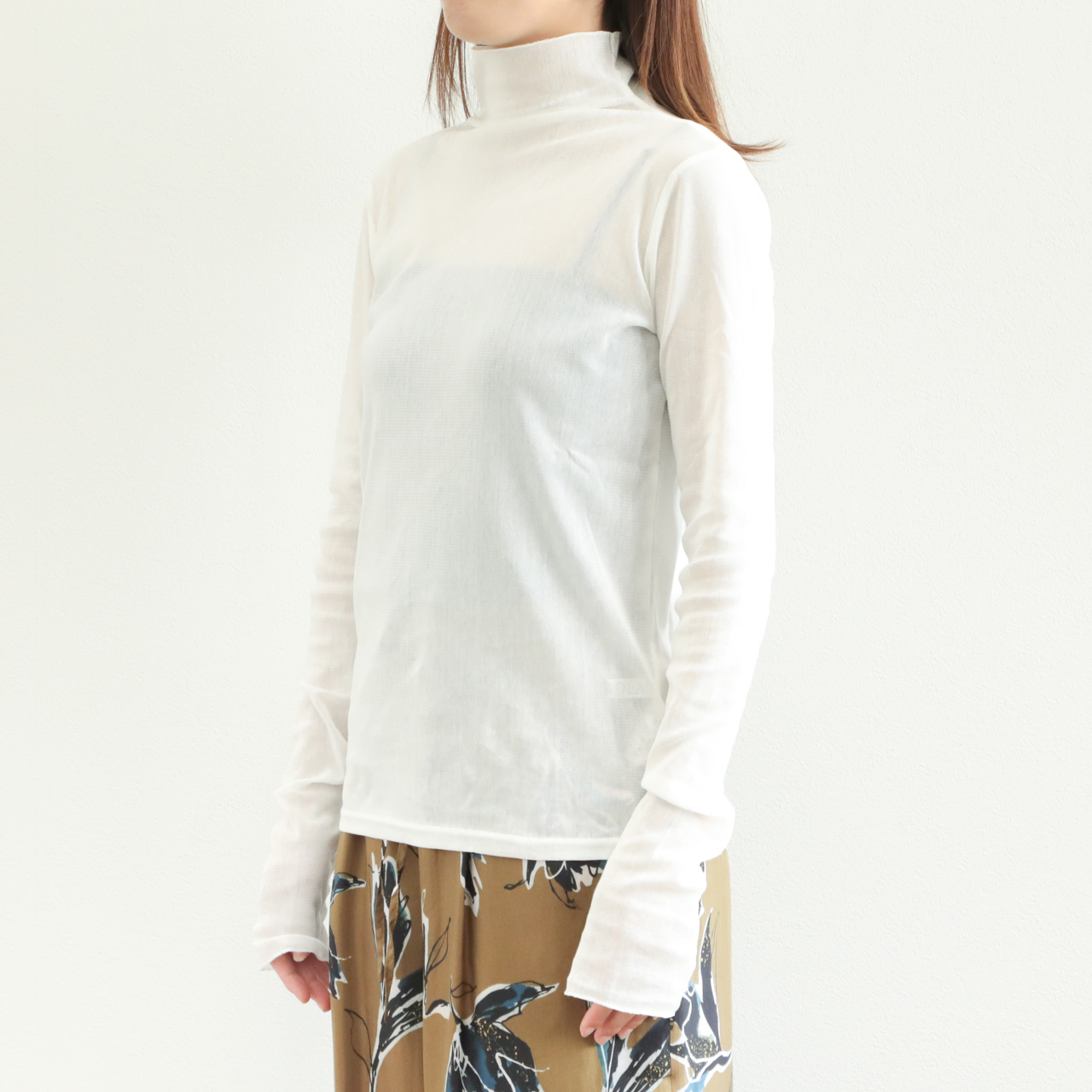 【オフホワイト（15）】ホルターネックカットソー ダブルフェイスクルーネック長袖カットソー(カットソー・Tシャツ
