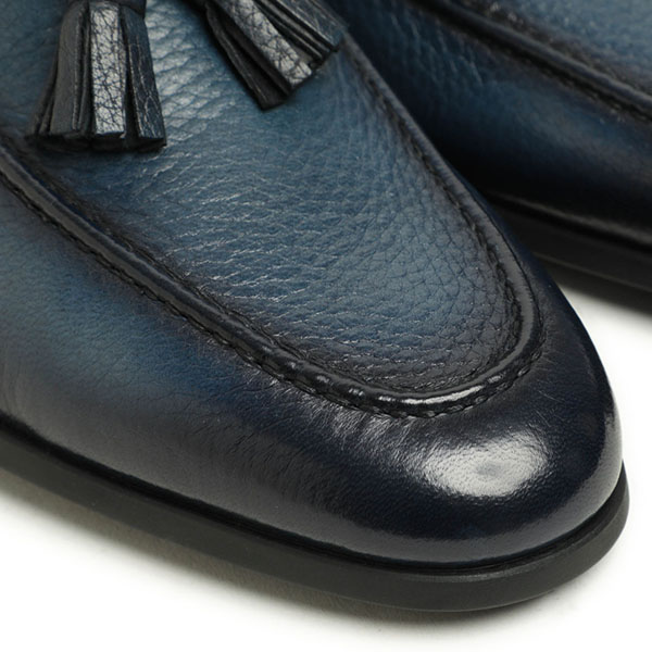 MAGNANNI マグナーニ メンズ シューズ ローファー タッセル スリッポン レザー ホールカット カーフ ボロネーゼ アンラインド 25644  NAVY/ネイビー｜MAGNANNI｜菅原靴店