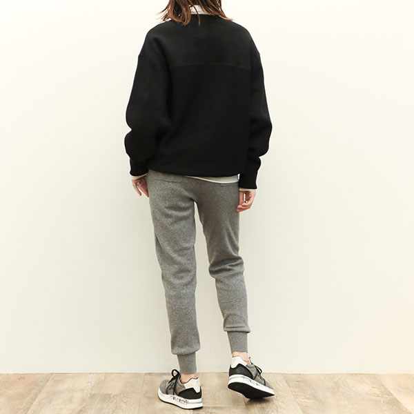 marmors マルモア レディース スウェット ニット 長袖 丸首 クルーネック コットン 裏起毛 loose sweat pullover  0223309054 BLACK/ブラック｜marmors｜菅原靴店