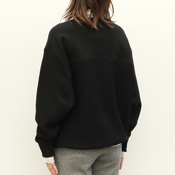 marmors マルモア レディース スウェット ニット 長袖 丸首 クルーネック コットン 裏起毛 loose sweat pullover  0223309054 BLACK/ブラック｜marmors｜菅原靴店