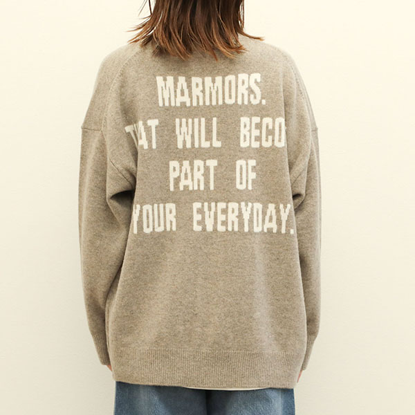 marmors マルモア レディース ニット カーディガン 長袖 ウール カシミヤ Vネック ロゴ intersia logo cardigan  0224308088 MOCHA/モカ｜marmors｜菅原靴店