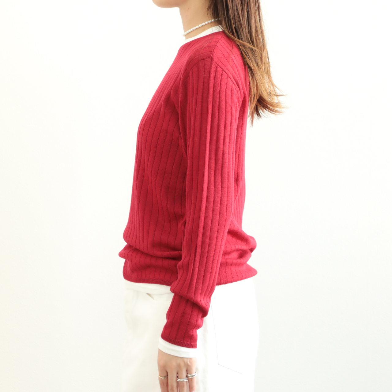 【美品】MACHATT コットンリブニット（レッド） マチャット コットンリブニット（レッド）