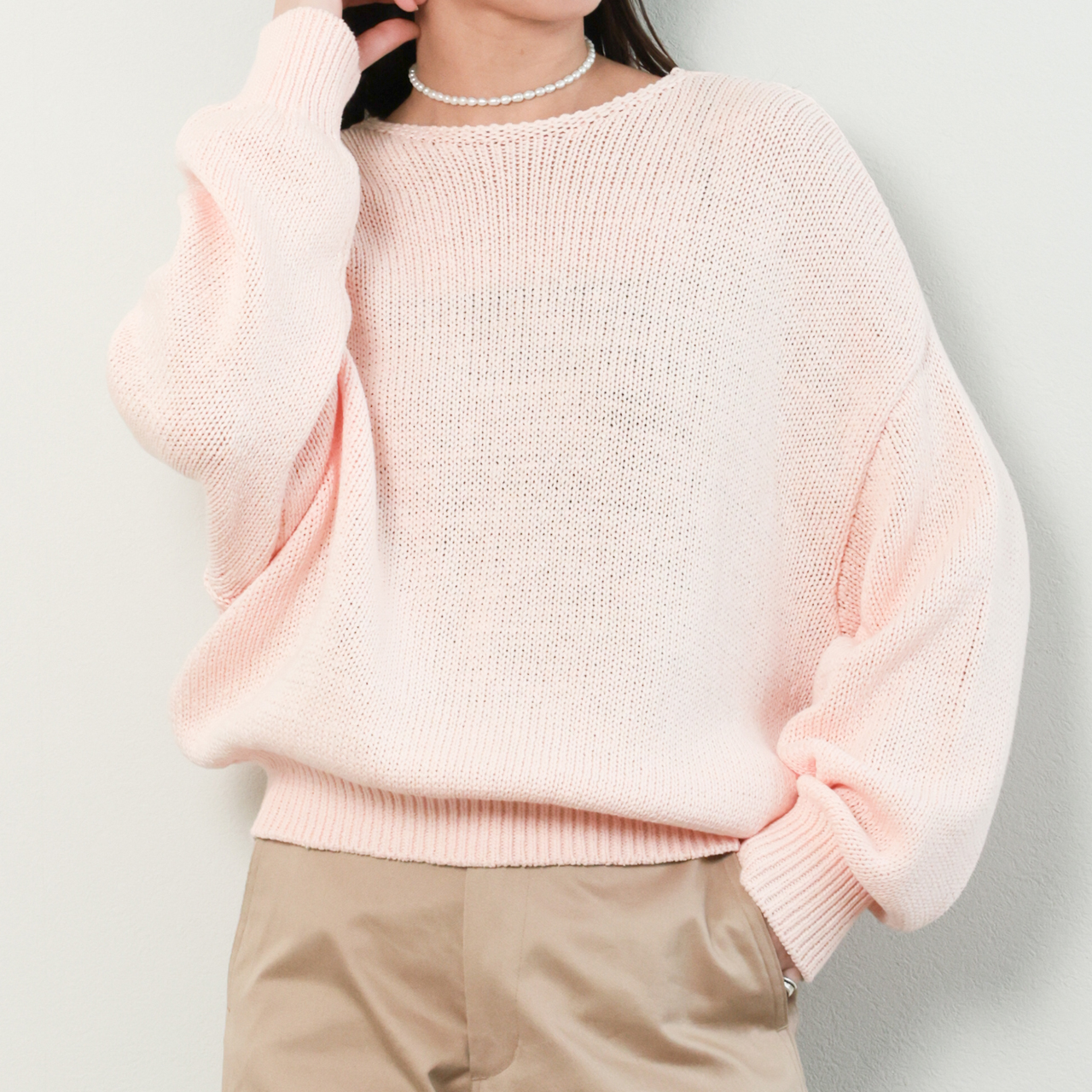 【最終値下げ・新品】2021SS ヨコアミボートネックニット　ピンク Plage(プラージュ)の「ヨコアミボートネックニット◇」 - PARTE