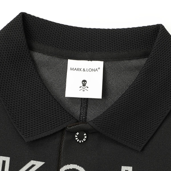 MARK&LONA マークアンドロナ Double Dare Polo ポロシャツ ジャカード メッシュ オーバーシルエット 半袖 ロゴ ポリエステル  MLM-4A-AP02 BLACK/ブラック｜MARK&LONA｜菅原靴店