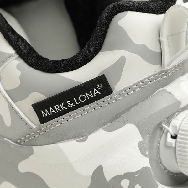 MARK&LONA マークアンドロナ Atrium Spikeless Shoes ゴルフシューズ スニーカー スパイクレス ロゴ スカル 総柄  カモフラ FREELOCK 人工皮革 MLS-4A-SS01 WHITE/ホワイト｜MARK&LONA｜菅原靴店