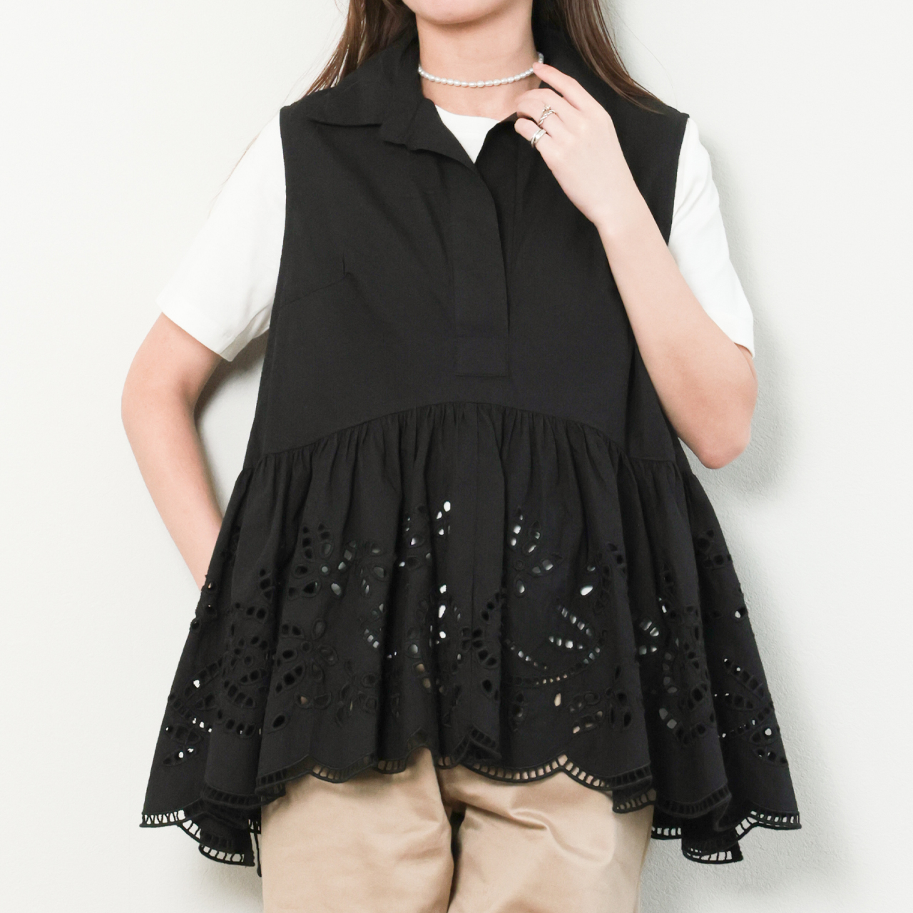 PROTAGONISTA プロタゴニスタ シャツ ブラウス ノースリーブ ギャザー