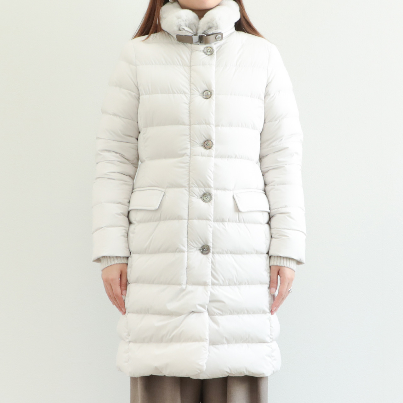 MOORER ムーレー レディース ダウン コート ロング丈 ラビットファー