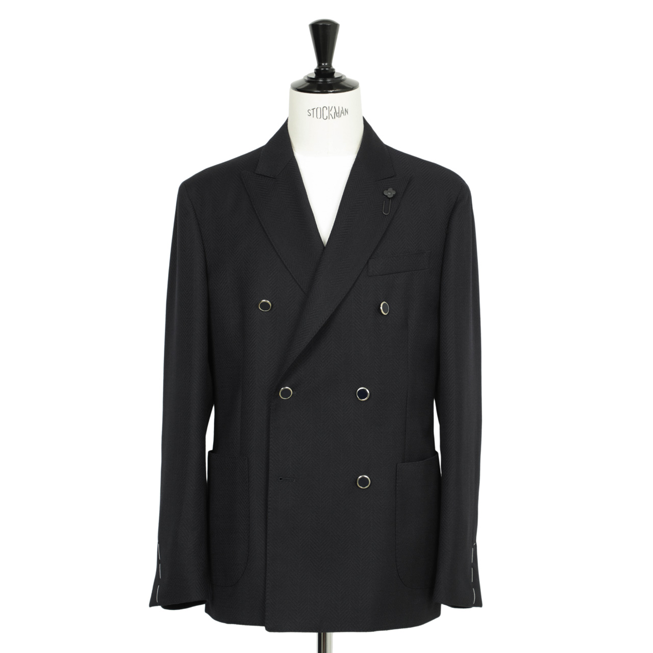 ラルディーニ ジャケット ダブル 6B ウール ヘリンボーン メタルボタン