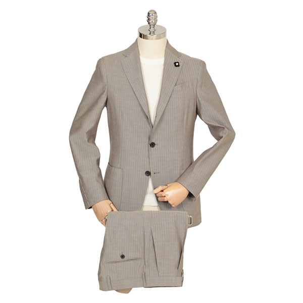 LARDINI ジャガードベージュコットンリネンスーツ LARDINI ジャガードベージュコットンリネンスーツ