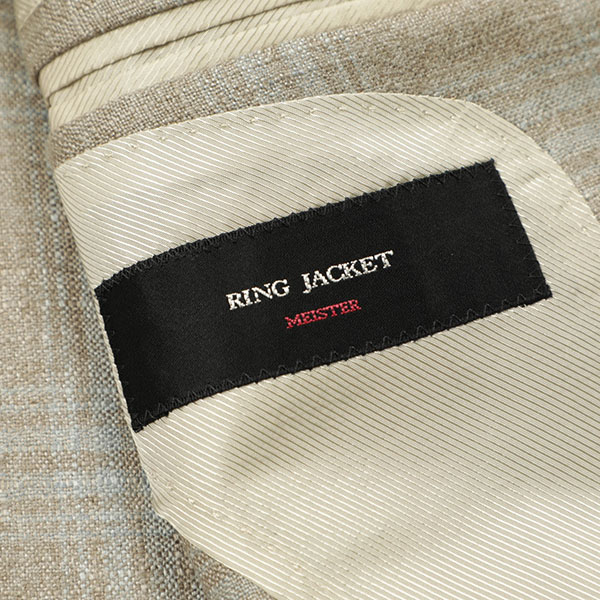 RING JACKET リングジャケット メンズ ジャケット 3B シングル 段返り カシミヤ シルク チェック Loro Piana MEISTER  MODEL 254FH GREGE/グレージュ｜RING JACKET｜菅原靴店