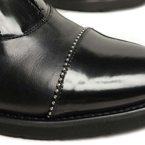 未使用級 LUCA GROSSI ガラスレザー ドレスシューズ 37½ 光沢 黒 Luca Grossi ローファー カーフガラスレザー×EVA厚底ビット