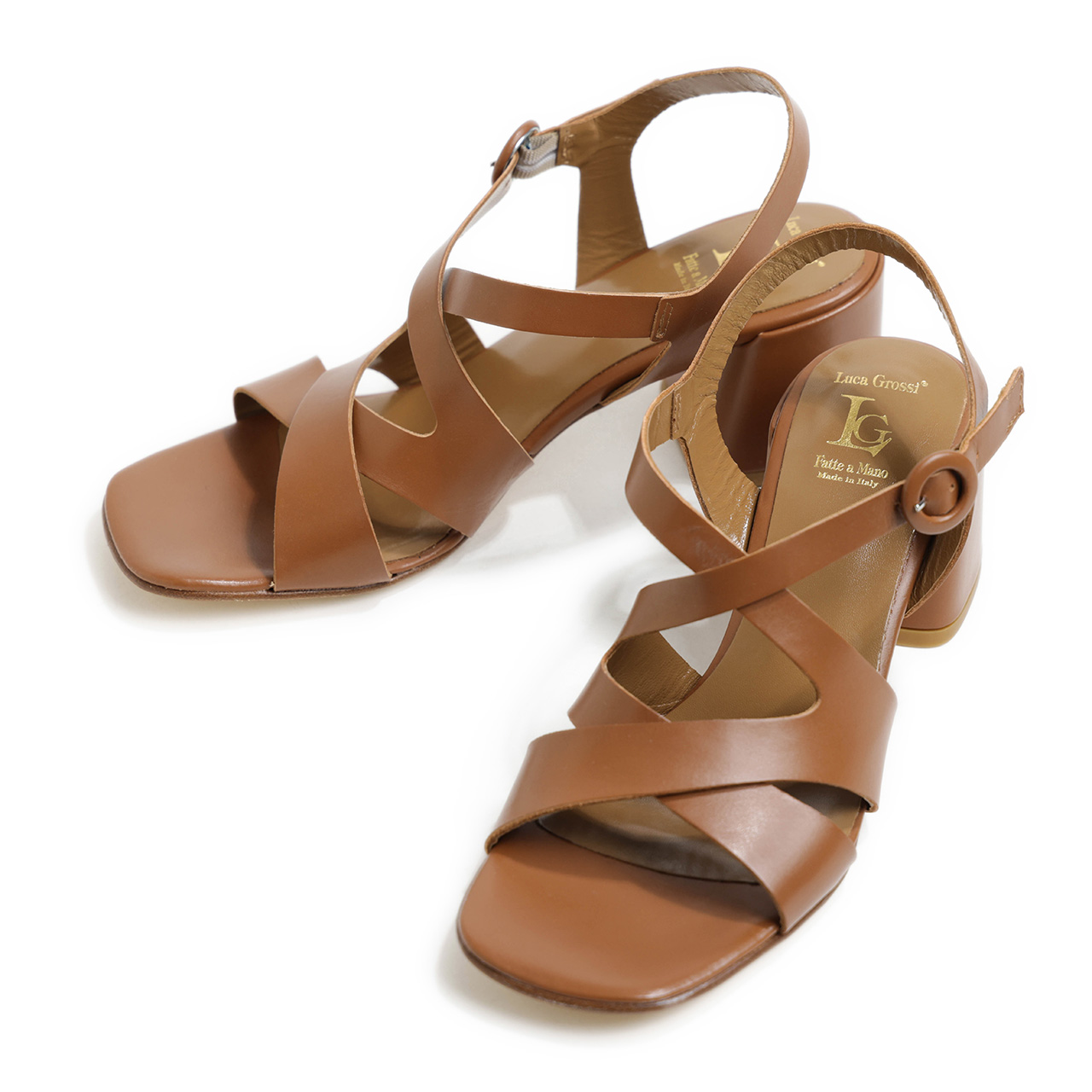 Luca Grossi ルカグロッシ サンダル バックストラップ レザー スクエア