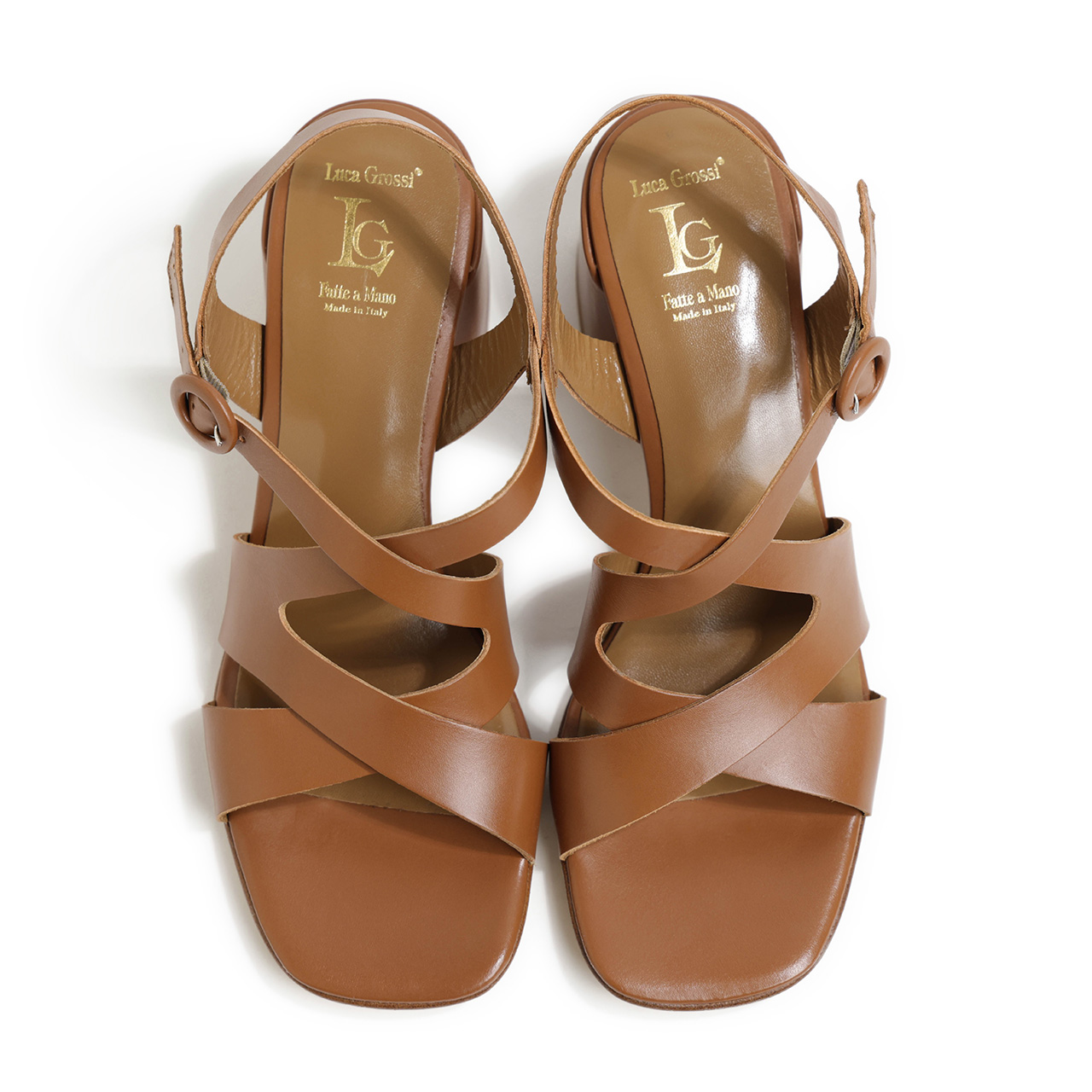 Luca Grossi ルカグロッシ サンダル バックストラップ レザー スクエア