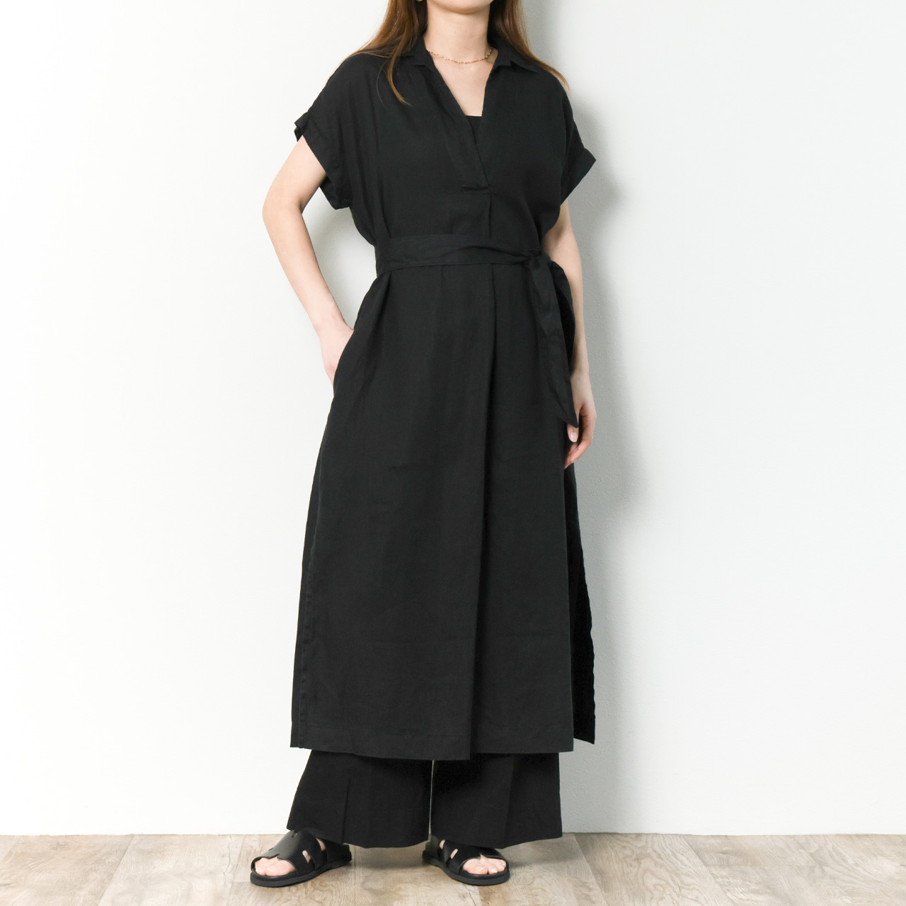 ROSSO35 ロッソ35 レディース ワンピース リネン スキッパー Aライン
