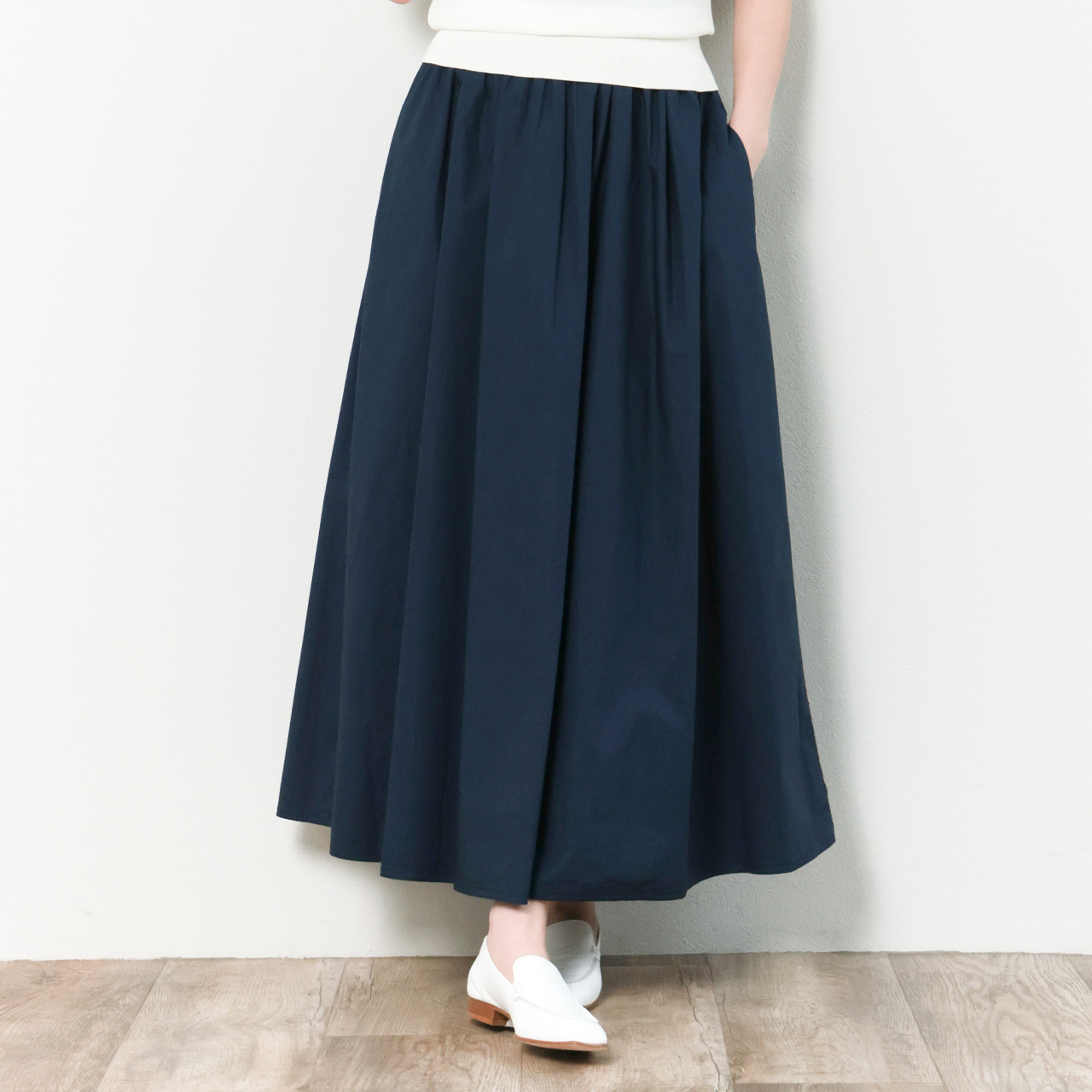 ROSSO35 ロッソ35 レディース スカート ロング丈 コットン ポプリン